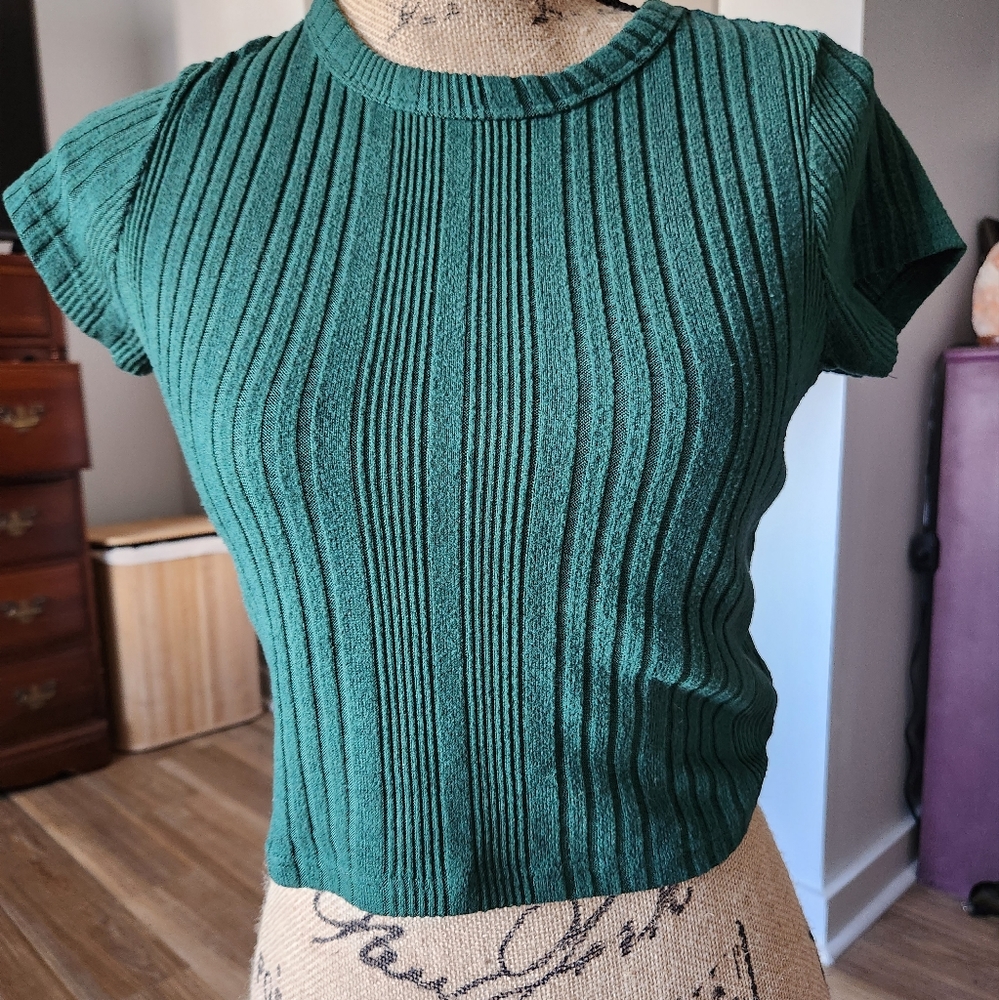 Green Ribbed Tee